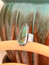 Load image into Gallery viewer, Happy Variscite Wide Band Ring with 14K Gold accent - Size 11 1/2