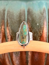 Load image into Gallery viewer, Happy Variscite Wide Band Ring with 14K Gold accent - Size 11 1/2