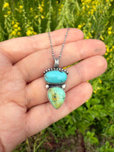 Load image into Gallery viewer, Handmade Sterling Silver 2 Stone Blue Moon and Egyptian Turquoise Necklace