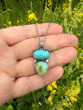 Load image into Gallery viewer, Handmade Sterling Silver 2 Stone Blue Moon and Egyptian Turquoise Necklace