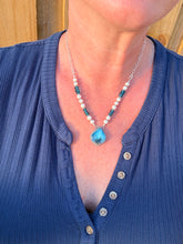 Load image into Gallery viewer, Needles Blue Gem Silica Necklace with Freshwater Pearls and Blue Apatite
