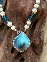 Load image into Gallery viewer, Needles Blue Gem Silica Necklace with Freshwater Pearls and Blue Apatite