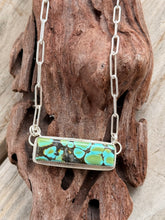 Load image into Gallery viewer, Handmade Sterling Silver Hubei Turquoise Bar Necklace
