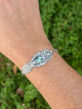 Load image into Gallery viewer, Handmade Vintage Up-Cycled Sterling Silver 1904 Spoon Bracelet with New Lander Variscite