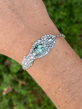Load image into Gallery viewer, Handmade Vintage Up-Cycled Sterling Silver 1904 Spoon Bracelet with New Lander Variscite