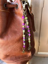 Load image into Gallery viewer, "Floral Dreams" Handmade Gemstone Beaded Bag Charm Keychain, Purse Accessories