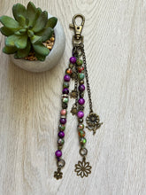 Load image into Gallery viewer, "Floral Dreams" Handmade Gemstone Beaded Bag Charm Keychain, Purse Accessories