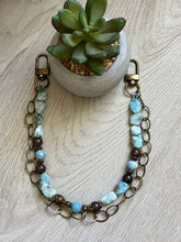 Load image into Gallery viewer, Handmade Larimar Gemstone Beaded Bag Necklace - Sling Strand