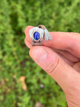 Load image into Gallery viewer, Handmade Vintage Up-Cycled Sterling Silver 1896 Spoon Ring with Lapis