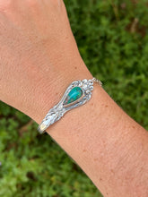 Load image into Gallery viewer, Handmade Vintage Up-Cycled Sterling Silver 1896 Spoon Bracelet with Gem Silica