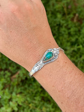 Load image into Gallery viewer, Handmade Vintage Up-Cycled Sterling Silver 1896 Spoon Bracelet with Gem Silica