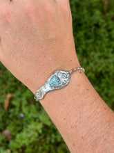 Load image into Gallery viewer, Handmade Vintage Up-Cycled Sterling Silver 1901 Spoon Bracelet with C & T Variscite