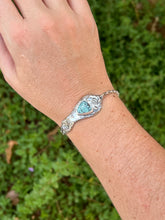 Load image into Gallery viewer, Handmade Vintage Up-Cycled Sterling Silver 1901 Spoon Bracelet with C & T Variscite