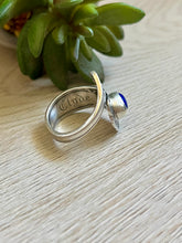 Load image into Gallery viewer, Handmade Vintage Up-Cycled Sterling Silver 1896 Spoon Ring with Lapis