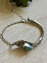 Load image into Gallery viewer, Handmade Vintage Up-Cycled Sterling Silver 1901 Spoon Bracelet with C & T Variscite