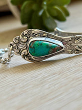 Load image into Gallery viewer, Handmade Vintage Up-Cycled Sterling Silver 1896 Spoon Bracelet with Gem Silica