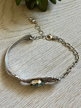Load image into Gallery viewer, Handmade Vintage Up-Cycled Sterling Silver 1904 Spoon Bracelet with New Lander Variscite
