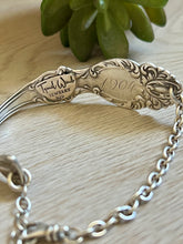Load image into Gallery viewer, Handmade Vintage Up-Cycled Sterling Silver 1904 Spoon Bracelet with New Lander Variscite