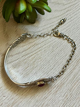 Load image into Gallery viewer, Handmade Vintage Up-Cycled Sterling Silver 1890s Spoon Bracelet with Ruby