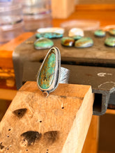 Load image into Gallery viewer, Happy Variscite Wide Band Ring with 14K Gold accent - Size 11 1/2