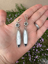 Load image into Gallery viewer, White Buffalo Turquoise Earrings with Flower Accents