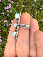 Load image into Gallery viewer, 3 Stone Golden Hills Lavender Turquoise Ring - Size 9
