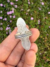 Load image into Gallery viewer, 3 Stone Golden Hills Lavender Turquoise Ring - Size 9