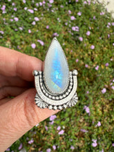 Load image into Gallery viewer, Handmade Rainbow Moonstone Sterling Silver Ring - Size 8.75