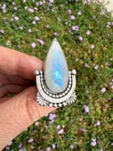 Load image into Gallery viewer, Handmade Rainbow Moonstone Sterling Silver Ring - Size 8.75