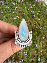 Load image into Gallery viewer, Handmade Rainbow Moonstone Sterling Silver Ring - Size 8.75