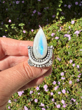 Load image into Gallery viewer, Handmade Rainbow Moonstone Sterling Silver Ring - Size 8.75