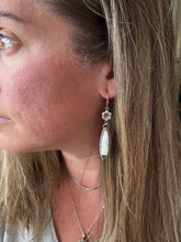 Load image into Gallery viewer, White Buffalo Turquoise Earrings with Flower Accents