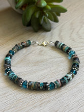 Load image into Gallery viewer, Handmade Sterling Silver Natural AAA Chrysocolla and Blue Apatite Gemstone Bracelet