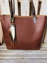 Load image into Gallery viewer, Handmade Whiskey, Mocha and Bone Leather Clip Tassel Keychain