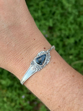 Load image into Gallery viewer, Handmade Vintage Up-Cycled Sterling Silver Spoon Bracelet with Pietersite