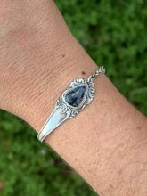 Load image into Gallery viewer, Handmade Vintage Up-Cycled Sterling Silver Spoon Bracelet with Pietersite