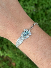 Load image into Gallery viewer, Handmade Vintage Up-Cycled Sterling Silver Spoon Bracelet with New Lander Variscite