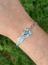 Load image into Gallery viewer, Handmade Vintage Up-Cycled Sterling Silver Spoon Bracelet with New Lander Variscite