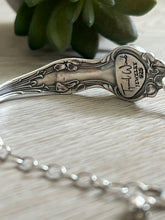Load image into Gallery viewer, Handmade Vintage Up-Cycled Sterling Silver Spoon Bracelet with Butterfly Wing Variscite