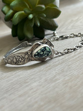 Load image into Gallery viewer, Handmade Vintage Up-Cycled Sterling Silver Spoon Bracelet with New Lander Variscite
