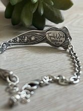 Load image into Gallery viewer, Handmade Vintage Up-Cycled Sterling Silver Spoon Bracelet with New Lander Variscite