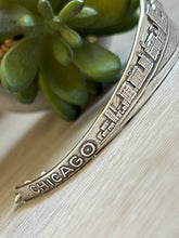 Load image into Gallery viewer, Handmade Vintage Up-Cycled Sterling Silver Souvenir State Spoon Bracelet CHICAGO, IL