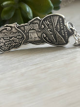Load image into Gallery viewer, Handmade Vintage Up-Cycled Sterling Silver Souvenir State Spoon Bracelet PENNSYLVANIA