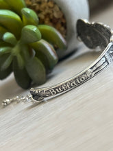 Load image into Gallery viewer, Handmade Vintage Up-Cycled Sterling Silver Souvenir State Spoon Bracelet BUFFALO, NY