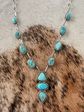 Load image into Gallery viewer, White Water Turquoise Statement Lariat Necklace