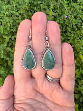 Load image into Gallery viewer, Sterling Silver Green Sonora Jasper Dangle Earrings