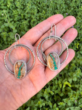 Load image into Gallery viewer, Sterling Silver Genuine Royston Ribbon Turquoise Hoop Earrings