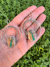 Load image into Gallery viewer, Sterling Silver Genuine Royston Ribbon Turquoise Hoop Earrings