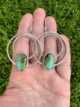 Load image into Gallery viewer, Sterling Silver Genuine Hubei Turquoise Hoop Earrings