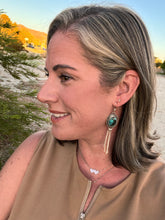 Load image into Gallery viewer, Sterling Silver Genuine Hubei Turquoise Fringe Dangle Earrings